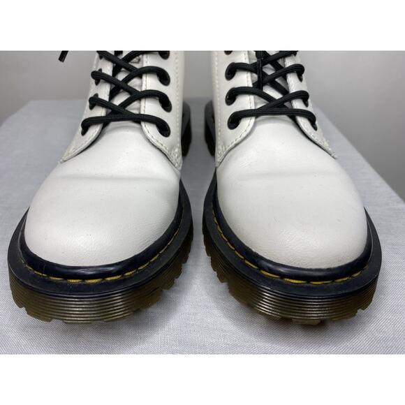 Dr. Martens Luana Combat Boots White Leather Women's 6 Lace Up 7 Eye Grunge Boho - Picture 6 of 10